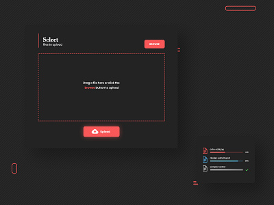 File Upload UI Design - Daily UI 031 adobe photoshop daily ui dailyui dailyuichallenge dark design file upload minimalistic modern ui upload upload file web design webdesign