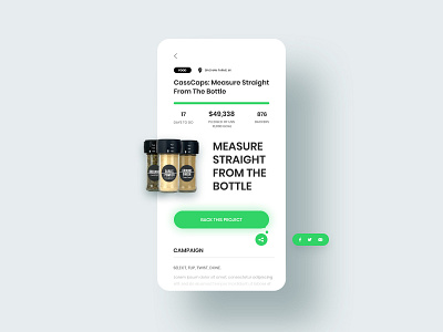 Crowdfunding Campaign UI Design - Daily UI 032 adobe photoshop crowdfunding crowdfunding campaign daily ui dailyui dailyuichallenge design minimalistic mobile mobile app mobile ui modern ui web design