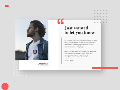 Testimonials UI Design - Daily UI 039 adobe photoshop daily ui dailyui dailyuichallenge design minimalistic modern testimonial testimonials ui web design webdesign