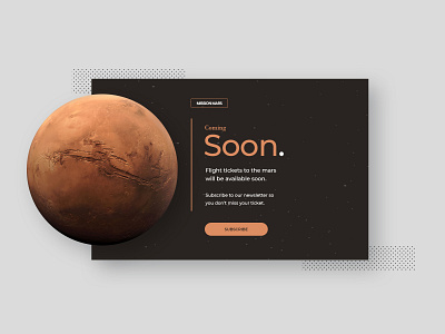 Coming Soon UI Design - Daily UI 048 adobe photoshop coming soon daily ui dailyui dailyuichallenge design mars minimalistic modern ui web design webdesign