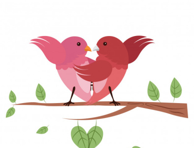 Dancing Love Birds artwork birds digital art illustration illustrator love valentine day vector