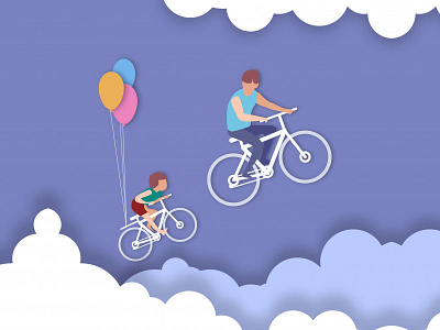 Father day - father and son riding bicycle