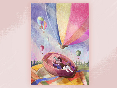 Flying Balloon book cartoon character children children art childrens book digital art digital painting dog illustration