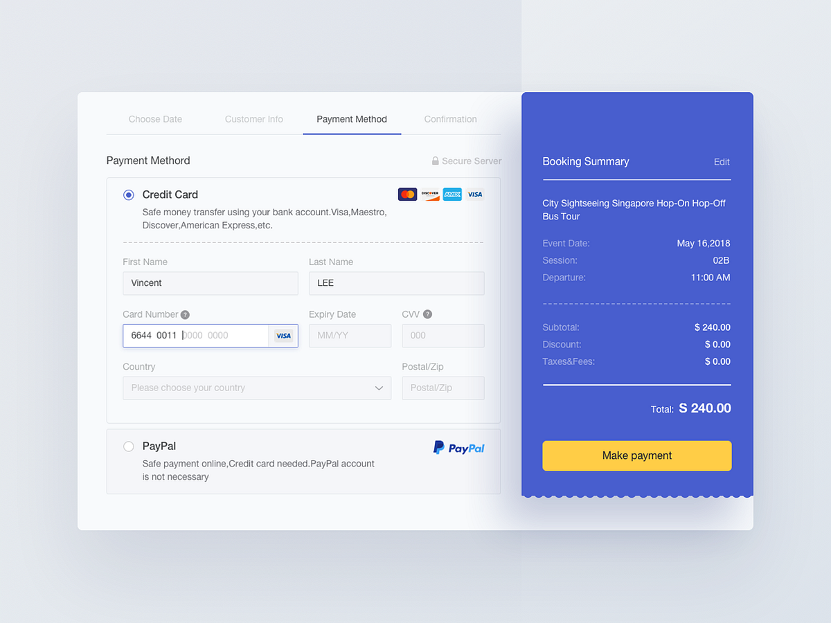 Payment by Vincent on Dribbble