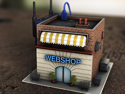 Tiny web-shop 3d c4d icon online shop tiny web webshop