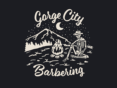 Gorge City Barbering - T-Shirt barbershop branding cowboy design illustration shirt skeleton
