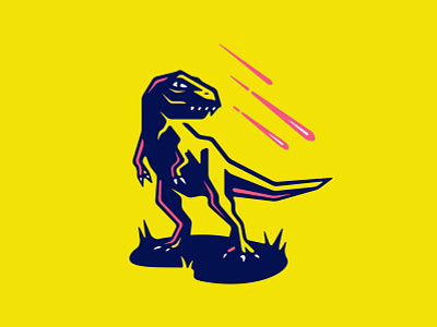 The King branding cartoon character design dinosaur illustration logo meteor retro t rex vector vintage