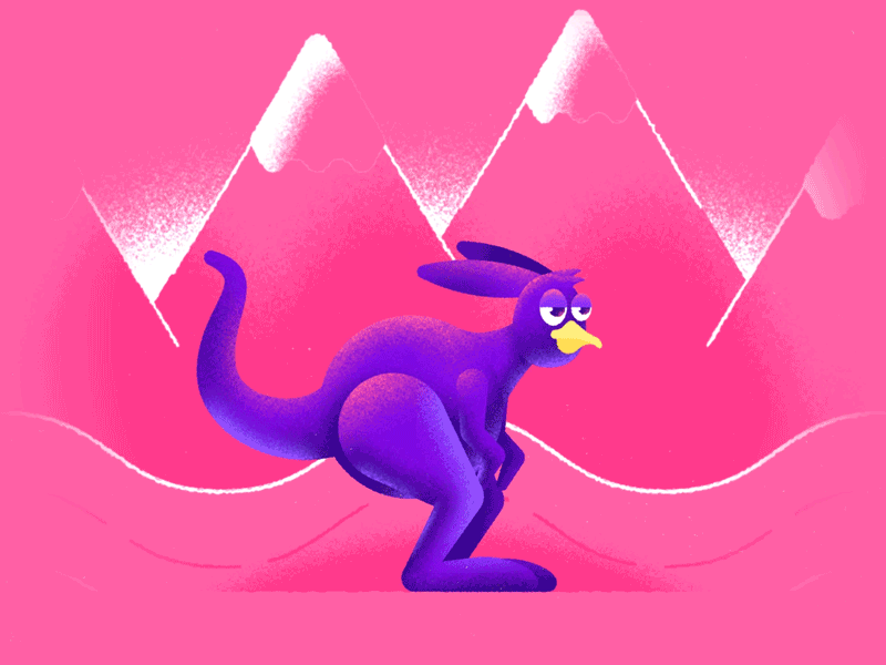 Pengaroo after effects animation character rig illustration kangaroo limber penguin pink purple seuss walk cycle