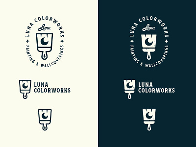 Luna Colorworks - WIP blue branding design grunge illustration logo logomark retro typography vector vintage