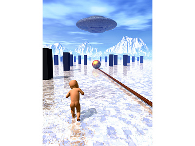 Close encounter (2001) 3d baby ice illustration ufo