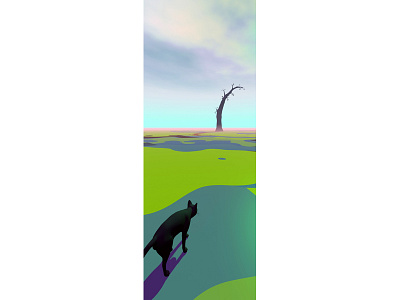 Somewhere (2004) cat illustration landscape tree