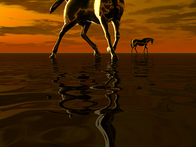 Reflection (2006) 3d art horse illustration reflection