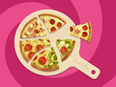 Dribbble Pizza debut dribbble flat food illustration pizza