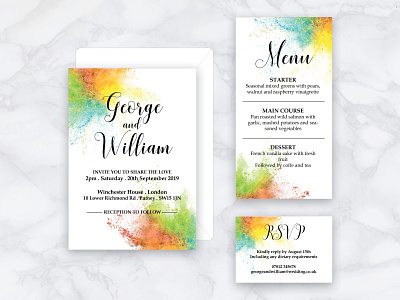 Wedding Invitations Set - Invite, Menu and RSVP design freelance freelancer graphic design graphicdesign rsvp wedding wedding card wedding card design wedding invitation wedding invite wedding menu wedding set