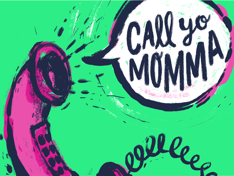 just call yo momma, k? animation cel animation frame by frame handlettering lettering phone