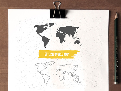 World map around infographic map scetch stylized texture world