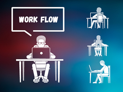 Work flow creative market dobrograph flow hacker logo logotype man notebook table work