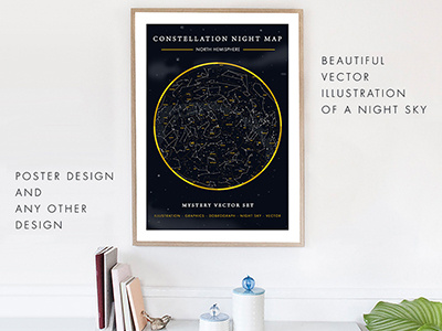 Constellation night map constellation dark dobrograph graphic map night poster sky space stars