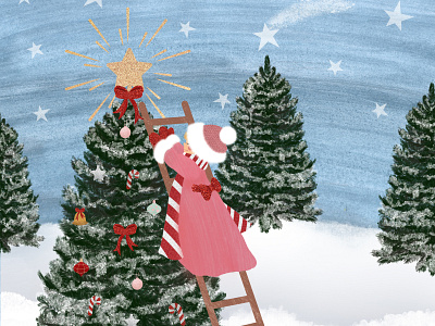 Christmas tree and a Shining Star childrens book illustrator childrens illustrator christmas christmas tree design girl illustration illustration illustration design illustrator kid illustration