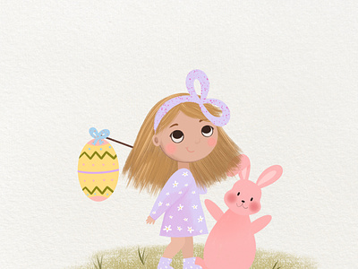 Easter girl kid lit illustration