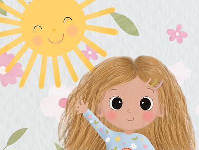 girl & the sun kid lit illustration
