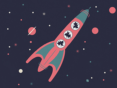 Don't Give Up The (space)Ship illustration mid century space