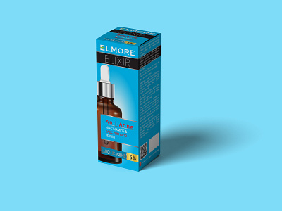 Elmore Elixir Anti-Acne Serum Packaging Design branding cosmetic packaging creative design design graphic design label design logo modern packaging design professional skin care vector