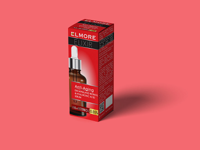 Elmore Elixir Anti-Aging Serum Packaging Design branding cosmetic design creative design design graphic design label design logo modern packaging design professional skin care vector