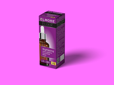 Elmore Elixir Brightening Serum Packaging Design branding cosmetic design creative design design graphic design label design logo modern packaging design professional skin care vector
