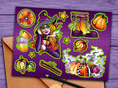 Sticker pack "Autumn witch"