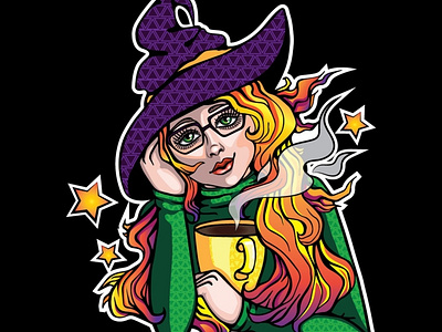 Witch girl adobe autumn design girl gothic halloween illustration portrait vector witch