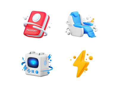 Travel icons set 3d airplane balls book business button cinema4d computer document flashlight icon laptop monitor octane passport pattent seat set travel tv