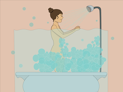 in the shower girl illustration shower vector