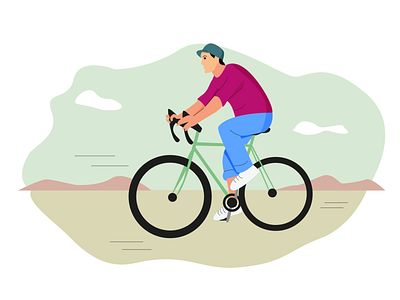Bicycle man bicicle bicicling blue illustration man pink vector