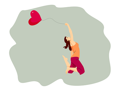 Girl with a balloon balloon girl heart illustration valentine day vector vetor grafic