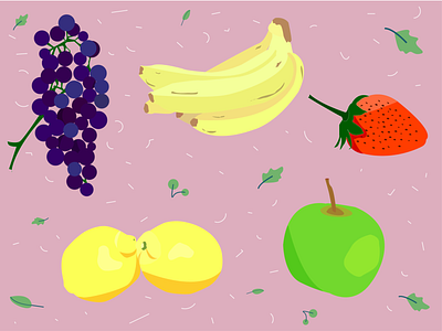 Fruit apple bananas food fruit grapes illustration lemon strawberry vector
