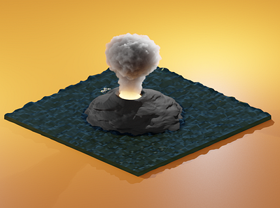 Volcano - Blender 3d blender design illustration low poly render sea smoke volcano