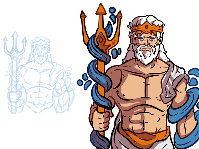 Poseidon | Mascot logo art cartoon character design emote icon illustration illustrator logo poseidon vector