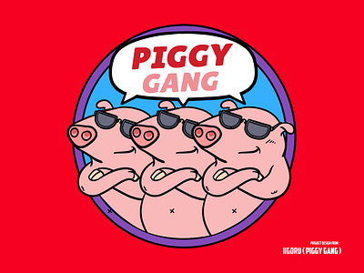 PIGGY GANG art cartoon character design emote icon illustration illustrator logo minimal pig piggy gang