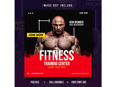 Fitness Training Center Instagram Post Template banner banner template fitness traning center graphic design gym poster illustration instagram post logo poster