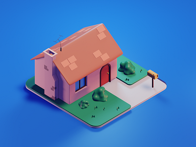 Joyful House 3d 3d illustration blender cute design home house render twinbrosco