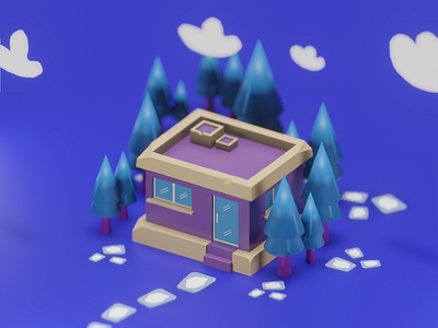 purple home 3d 3d illustration blender colorful cute design home house render trendy twinbrosco