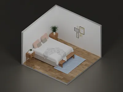 Bed Room 3d illustration blender clean design home house illustration minimal render trendy twinbrosco