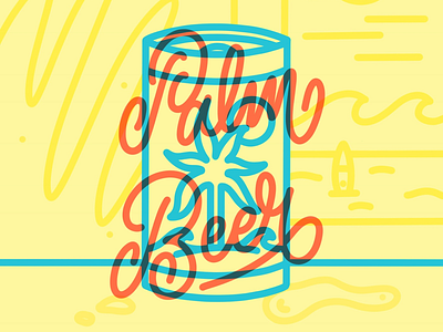 Having a palm beer in Palm Beach beer color design illustration lettering summer type