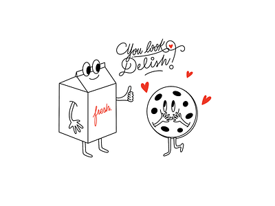 You look delish! characters design illustration lettering monoline procreate