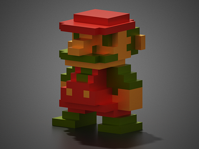Voxel Mario 3d 3d art voxel voxel art voxelart