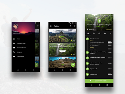 FullDay for Android android backpackers black fullday mobile travel trip ui ux