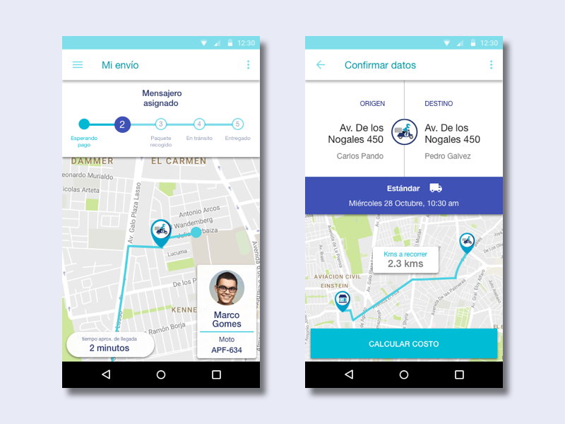 Courier app in Android by Ernesto Llanos on Dribbble