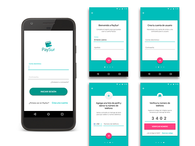 Paysur Login | Register android app card login material mobile register ui ux