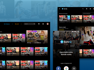 Soniq - project overview android design gym material materialdesign mobile responsive ui ux web workout